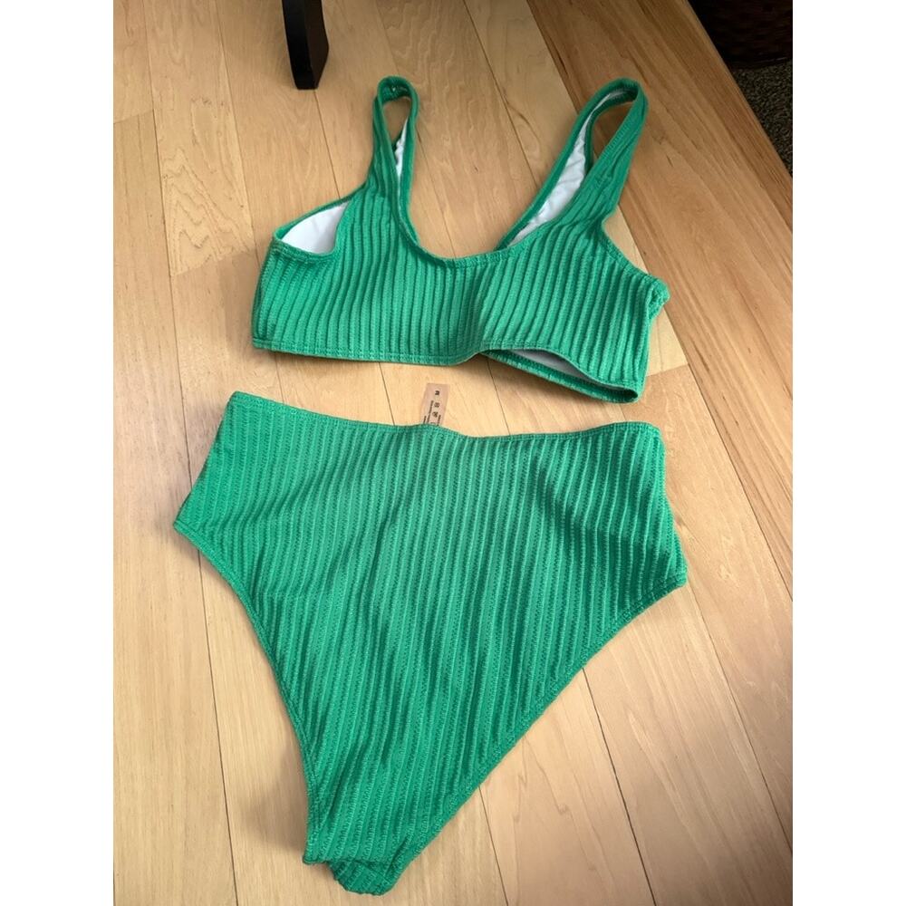 Shein Ribbed Green Bikini - Picture 2 of 6